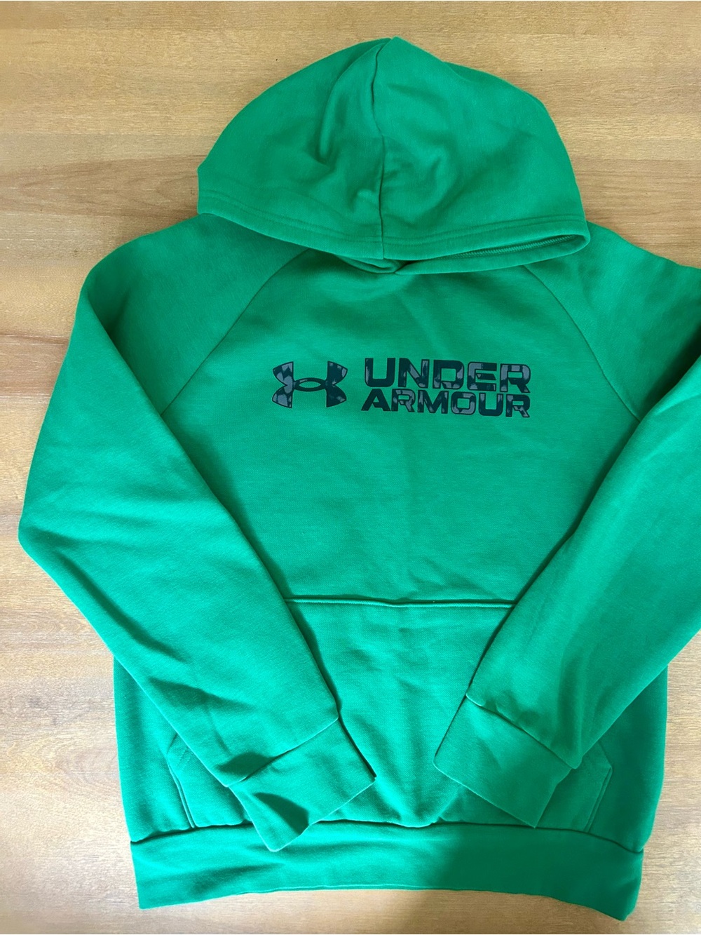 Under Armour Green Pullover Crewneck Hoodie with Logo - YL